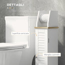 Mobile Bagno Porta Carta Igienica Salvaspazio 18x20x80 cm con Armadietto e Mensola in MDF Bianco      