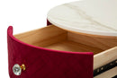 Comodino Toeletta con Puff Vellit Rosso Ø52x70 cm - Ø36x39 cm in Pino e MDF e Metallo      