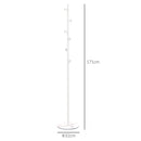 Appendiabiti da Terra 6 Ganci 32x171 cm Disco in Acciaio e Base in Ardesia Bianco