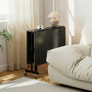 Tavolo Pieghevole per 4-6 Persone 120x80x73 cm con 2 Ribalte e Ruote con Freno Struttura in Acciaio Nero Effetto Legno      