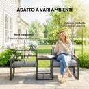 Set 3 Pezzi da Esterno con Tavolo da Giardino e 2 Sedie con Seduta in Texteline e Cuscini Grigio      
