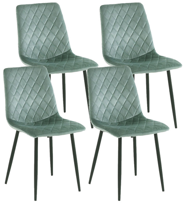 acquista Set 4 Sedie 44x50x88 cm in Velluto Acquamarina
