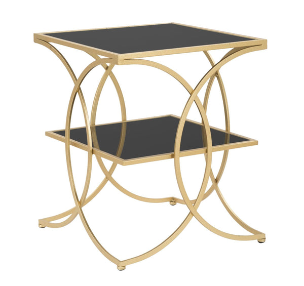 Tavolinetto Double 45x45x55 cm in Ferro MDF e Specchio Oro e Nero online