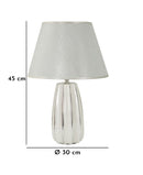 Lampada da Tavolo Emmi Ø30x45 cm in Ceramica e Ferro e Tessuto Bianco e Argento      