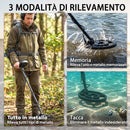 Metal Detector 3 Modalità Rilevamento Bobina Impermeabile IP68 Display LCD Nero      