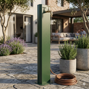 Fontana da Giardino Design a Colonna Ovale Rubinetto in Ottone Senza Base Verde