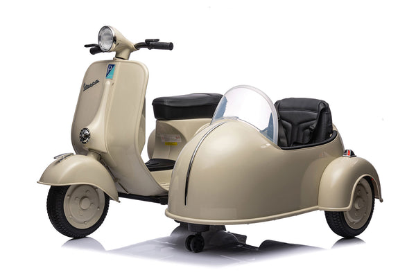 sconto Moto Elettrica per Bambini Licenza Piaggio Vespa Sidecar 12V Crema