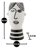 Vaso Face 13,2x11,8x26,3 cm in Porcellana Bianco e Nero      