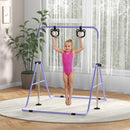 Sbarra Ginnastica Artistica per Bambini 148x105x88-128 cm ad Altezza Regolabile con 2 Anelli in Acciaio Viola      