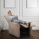 Poltrona Alzapersona Elettrica 1 Motore 80x86x107 cm in Tessuto Beige