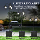 Lampione da Giardino Solare 52x52x185 cm con Altezza Regolabile IP44 Impermeabile in Acciaio Inox Nero      