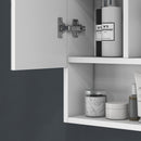 Armadietto da Bagno 90x15x75 cm con Specchio 3 Ante Soft Close e Ripiani Regolabili in MDF Bianco      