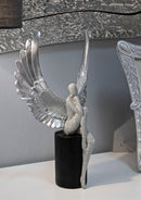 Statuetta Sparky 24x8x34 cm in Resina Argento e Nero      