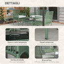 Set da Giardino Divano 2 Poltrone e Tavolino Piano in Vetro   Verde
