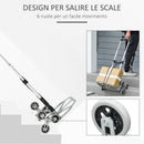 Carrello Portapacchi Pieghevole per Scale 70-30 Kg in Alluminio  Nero e Grigio