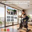 Cyclette 111,5x52,5x114,5 cm Stazionaria con APP Resistenza Magnetica 0-100% in Acciaio Nero      