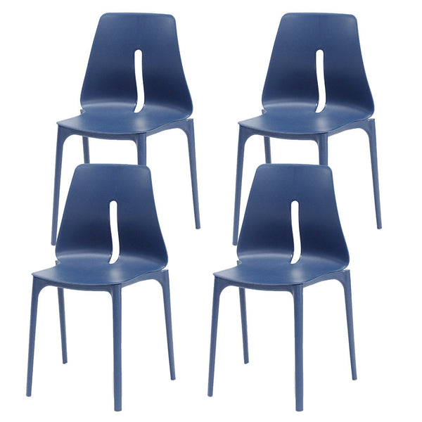 online Set 4 Sedie Impilabili 85x50x51 cm in Polipropilene e Fibra di Vetro Lisbona Petrolio