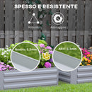 Set 2 Letti per Orto Rialzati 100x100x30 cm in Acciaio Grigio