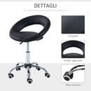 Sgabello Estetista Girevole da Salone Altezza Regolabile in Similpelle Nero 50x54x66-78 cm 