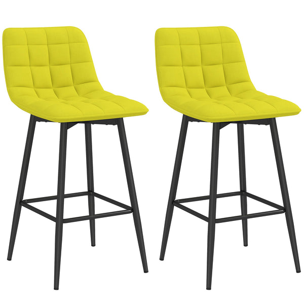 online Set 2 Sgabelli da Cucina Stile Nordico 45x47x84 cm in Tessuto Effetto Velluto Giallo