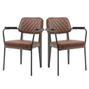 Set 2 Sedie Imbottite 58,5x59x81 cm in Similpelle e Acciaio  Marrone