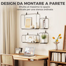 Set 4 Pezzi Mensole Flottanti Geometriche per Soggiorno in Metallo e MDF Nero      