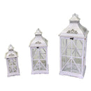Set 3 Lanterne in Legno in Metallo sbiancato quadro