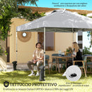 Gazebo Pop Up da Giardino 293x293x272 cm con Tasche Portaoggetti e Sacchi di Sabbia in Tessuto Oxford Bianco      