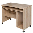 Scrivania con Ripiano Estraibile 93x48x76 cm con Ruote in MDF Quercia      