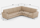 Divano Angolare 6 Posti 288x248x85 cm Yasel in Tessuto Beige