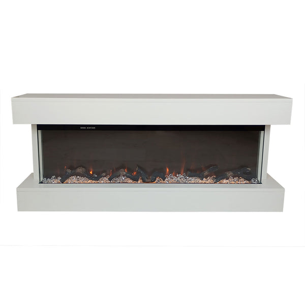 acquista Camino Elettrico da Parete o Incasso Alaro Plus 127x18x52 cm Effetto Fiamma Telecomando in MDF Bianco
