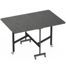 Tavolo Pieghevole per 4-6 Persone 120x80x73 cm con 2 Ribalte e Ruote con Freno Struttura in Acciaio Nero Effetto Legno      