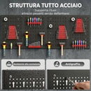 Set 4 Pannelli Porta Attrezzi da Parete 60x40x2 cm con 12 Supporti e 22 Ganci in Acciaio Nero e Rosso      