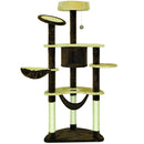 Albero tiragraffi per gatti Crema e Caffè 65x50x153 cm 