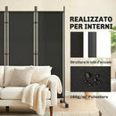 Divisorio Decorativo da Interno a 5 Pannelli 252x40x170 cm con 12 Ruote e Clip di Connessione in Acciaio Nero      