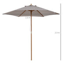 Ombrellone da Giardino a 6 Stecche 2,5x2,3m in Legno e Tessuto Poliestere Grigio