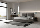 Letto Matrimoniale Imbottito in Microfibra Antea Large Grigio Varie Misure