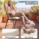 Set 2 Cuscini per Sedie da Esterno 120x50x8 cm con Lacci di Fissaggio in Poliestere e Cotone Beige      
