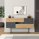Consolle Moderna 145x40x82 cm con 2 Ante 2 Cassetti e Gambe Alte Quercia e Antracite      