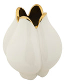 Vaso Ceramica Potter Ø23x27,5 cm in Ceramica Bianco e Oro      