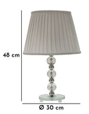 Lampada da Tavolo Tolly Ø30x48 cm in Metallo e Vetro e Tessuto Argento      