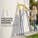 Struttura per Altalena da Giardino 128x155x157 cm con 2 Ganci in Acciaio Giallo e Blu      
