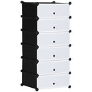 Scarpiera Modulare Salvaspazio 49x36.5x108 cm con 6 Scatole in Plastica PP e Acciaio Nero e Trasparente      