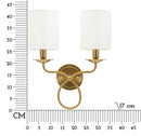 Lampada da Muro Zagabria 35,5x17x43 cm in Ferro e Tessuto Oro e Bianco      