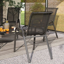 Set 4 Sedie da Giardino 54x71x93 cm Impilabili in Acciaio e Tessuto a Rete Traspirante Nero   