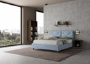 Letto Matrimoniale con Alzata Comoda Imbottito in Microfibra Appia Azzurro Varie Misure