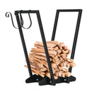 Scaffale Portalegna con Ganci 45x32x58 cm in Acciaio Nero