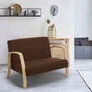 Divano 2 Posti 112x70x80 cm in Legno e Tessuto Bianco