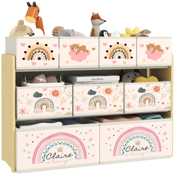 Mobile Portagiochi per Bambini a 3 Livelli 93x30x70 cm con 9 Contenitori in Tessuto Giallo acquista