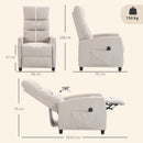 Poltrona Massaggiante e Reclinabile a 160° con Poggiapiedi e Telecomando, 66x91x108 cm, in Ciniglia Bianco Crema      